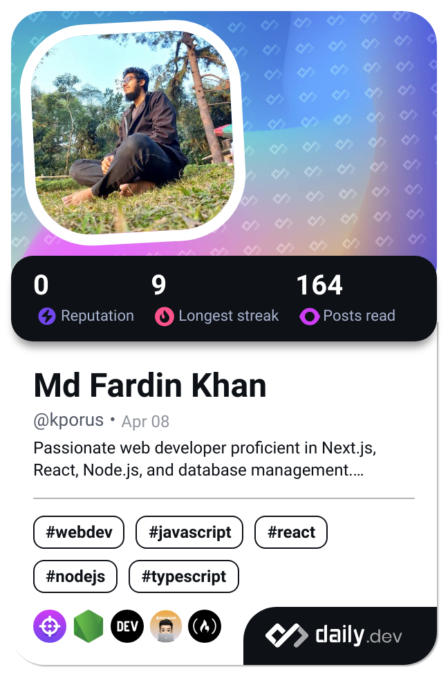 Md Fardin Khan's Dev Card