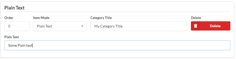 Plain Text Item