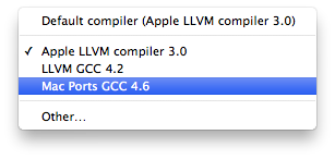 GCC 4.6 shows up in Xcode