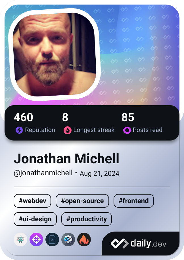 Jonathan Michell's Dev Card