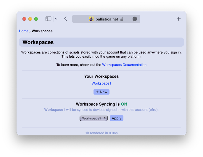 workspaces page