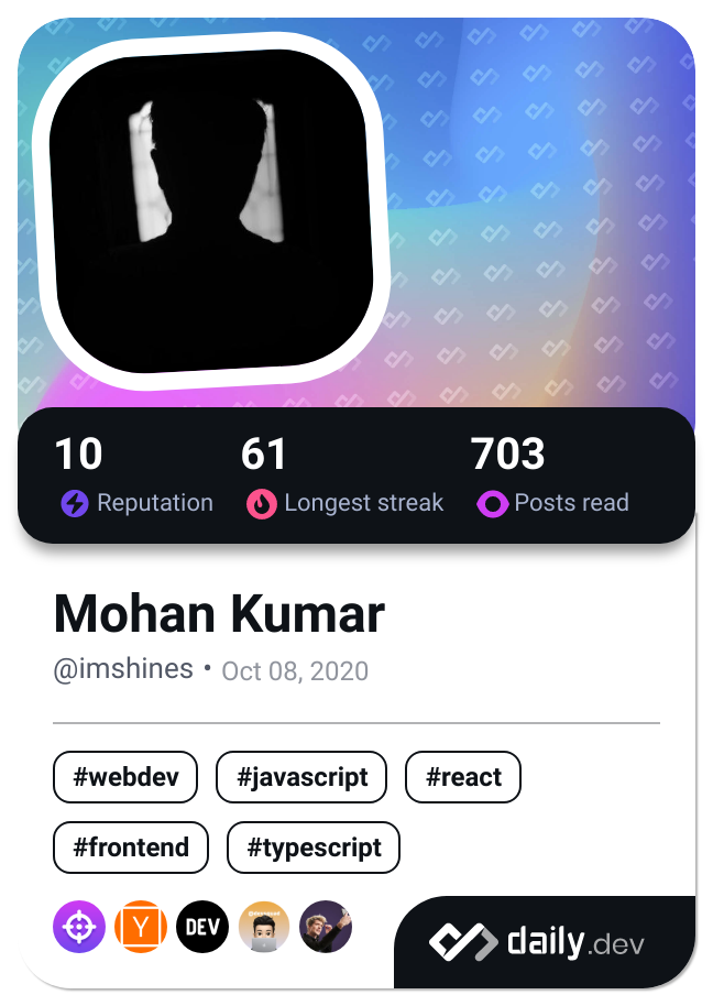 Mohan Kumar's Dev Card