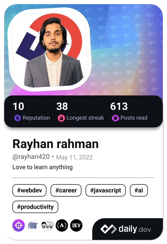 Rayhan rahman's Dev Card