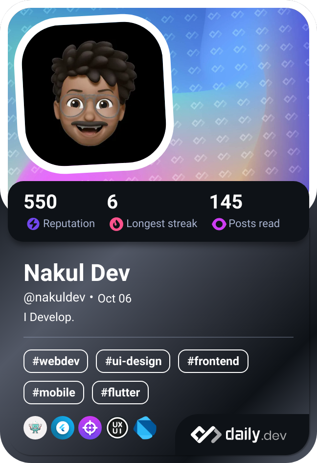 Nakul Dev's Dev Card