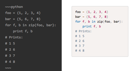 Syntax highlighting example