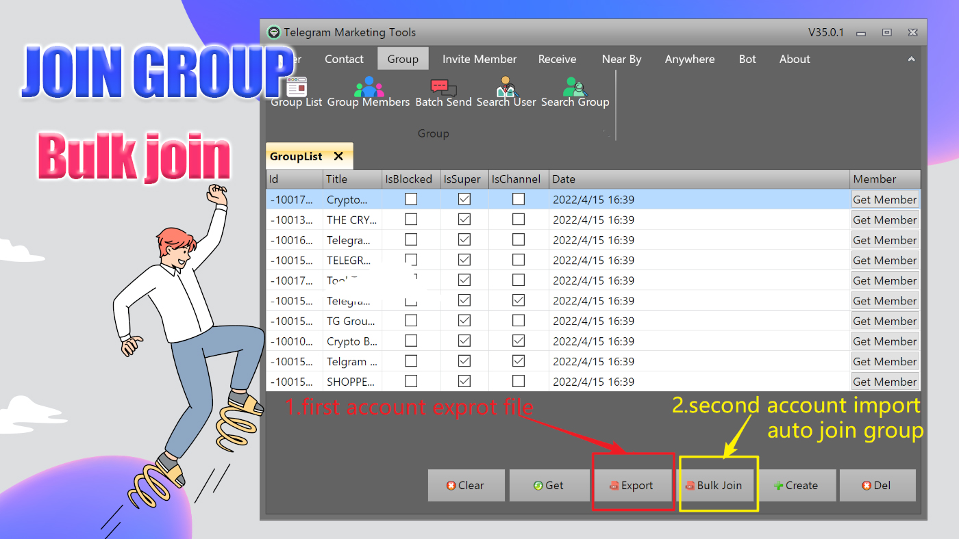 Telegram Marketing Tools Bulk Scraper/Extract/Add/Search/Invite Member|Join Group 45.1.1
