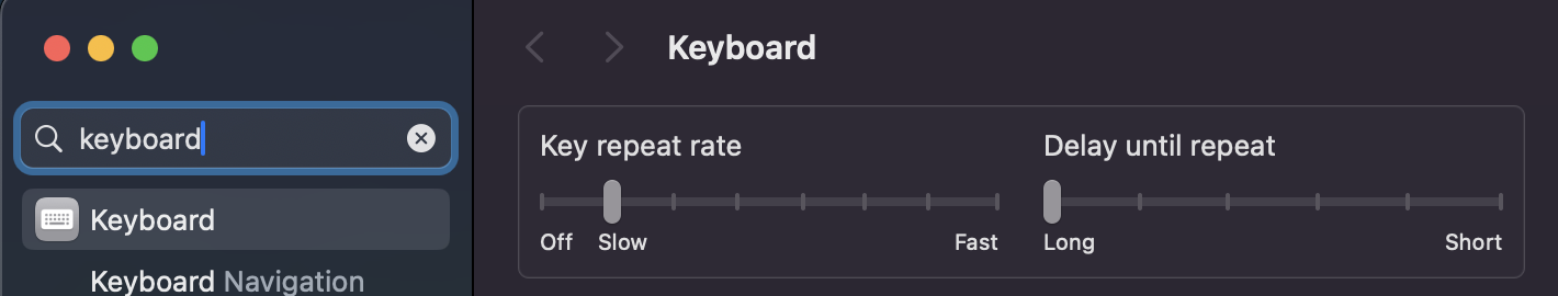 Key repeat rate