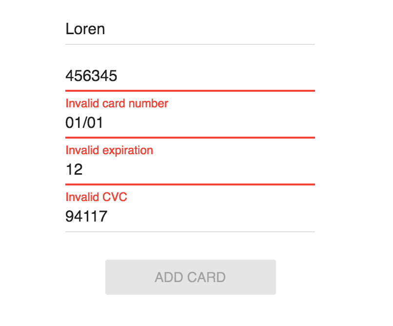 Invalid CardForm