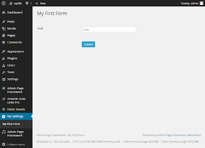 Admin Page Framework - My First Form