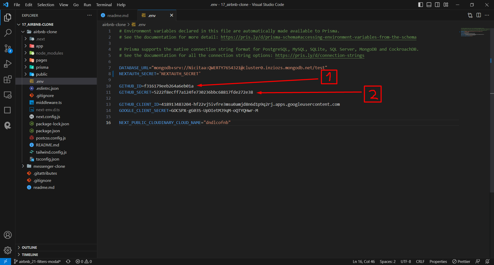 Paste env values