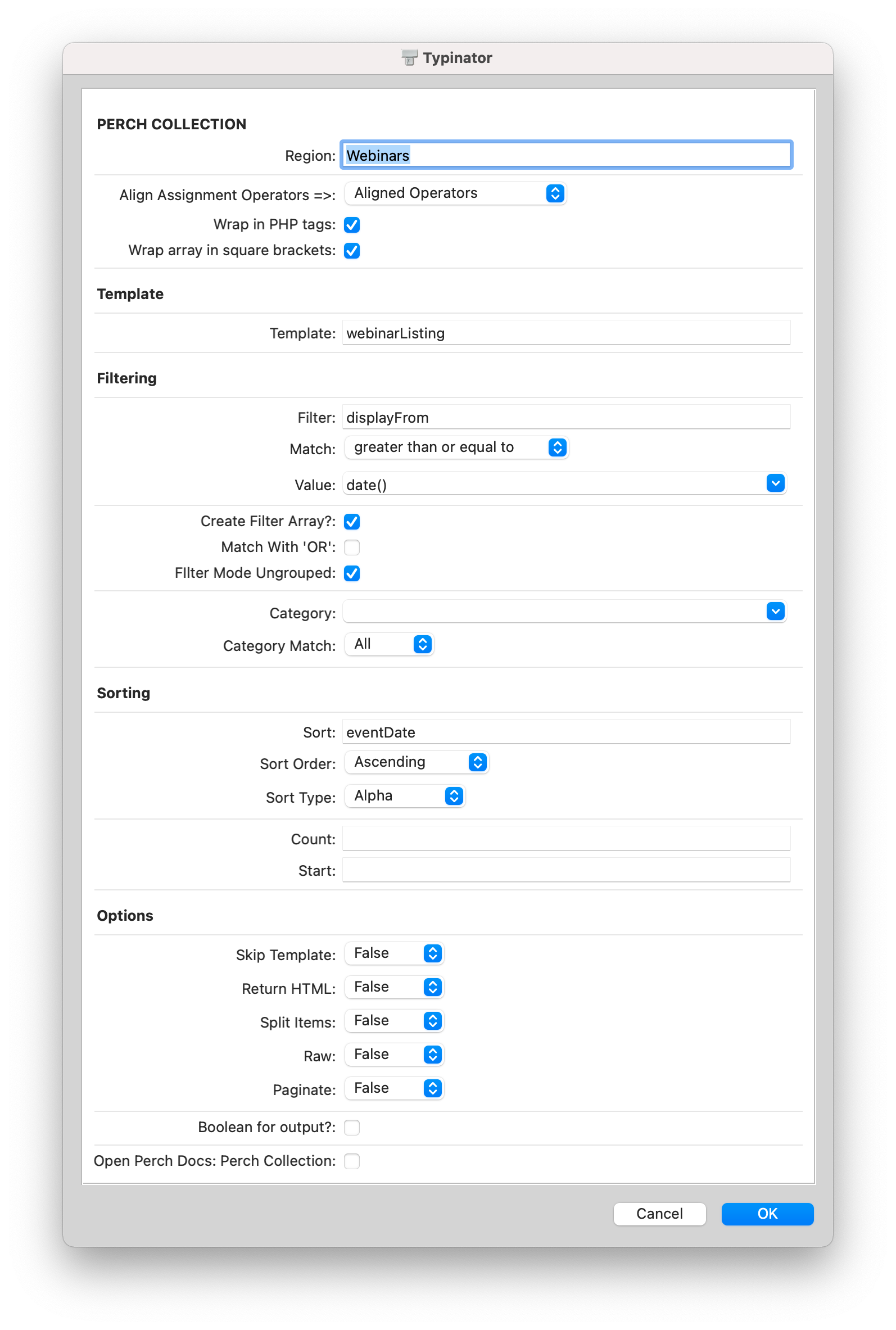 PERCH Filtering Arrays