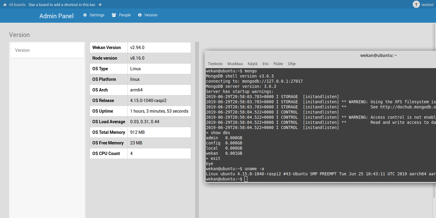 Wekan on RasPi3