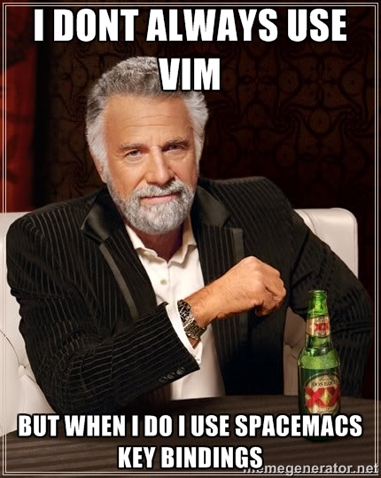 I don't always use Vim, but when I do I use Spacemacs key bindings