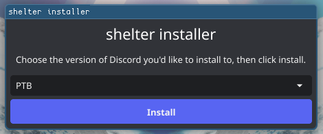 Screenshot of the shelter Installer