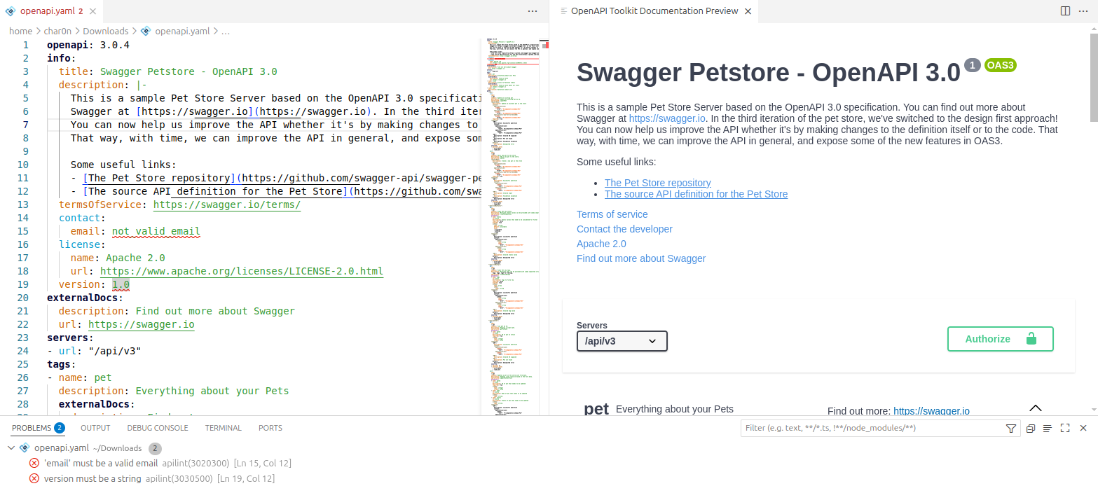 OpenAPI preview inside VS Code