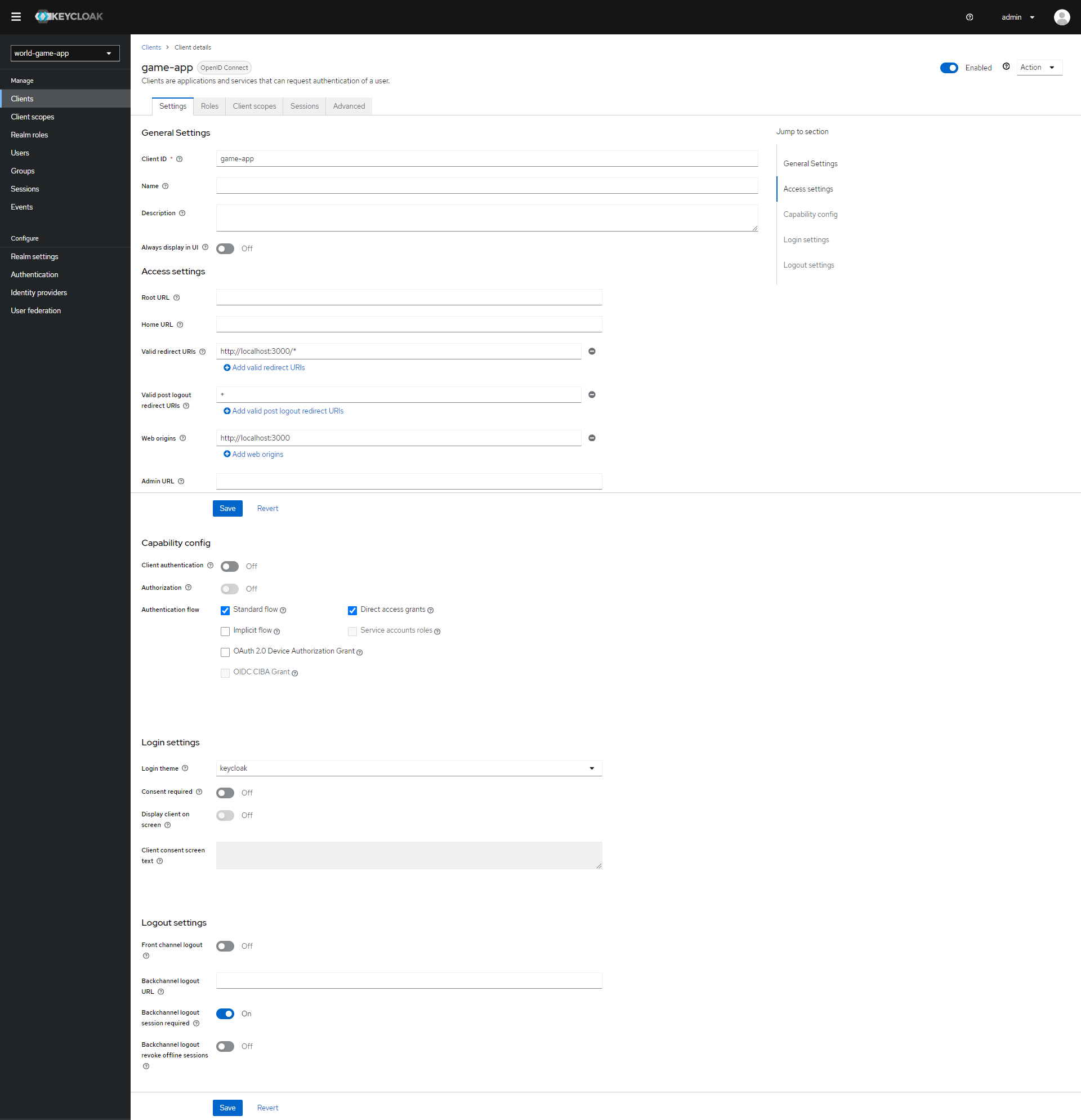 keycloak client configuration