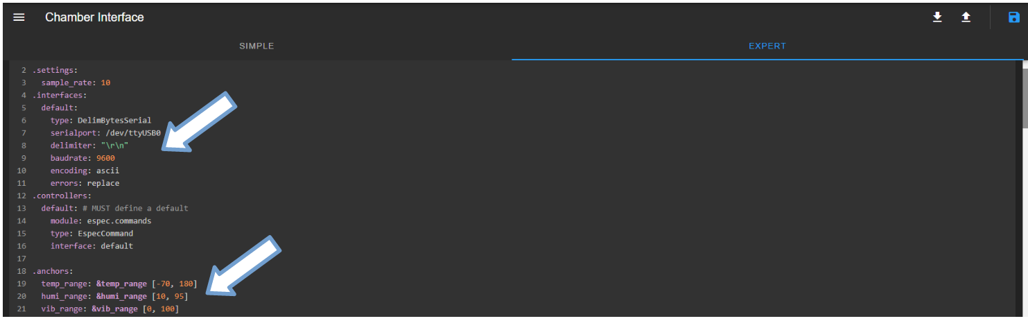 Configuration file of Expert setting option