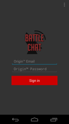 Login screen