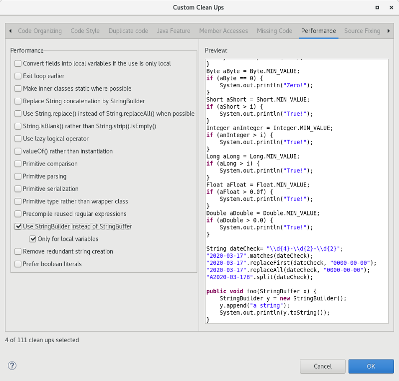 stringbuffer to stringbuilder prefs