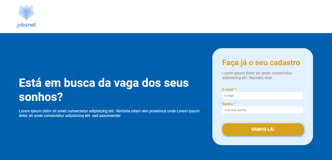 Imagem da landing page JobsNET