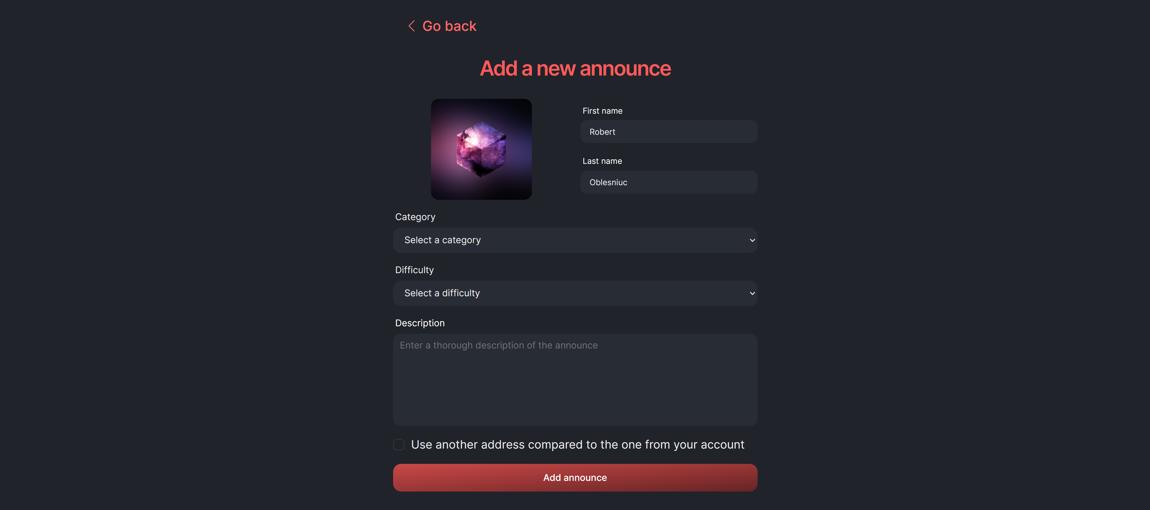 Add new announce page