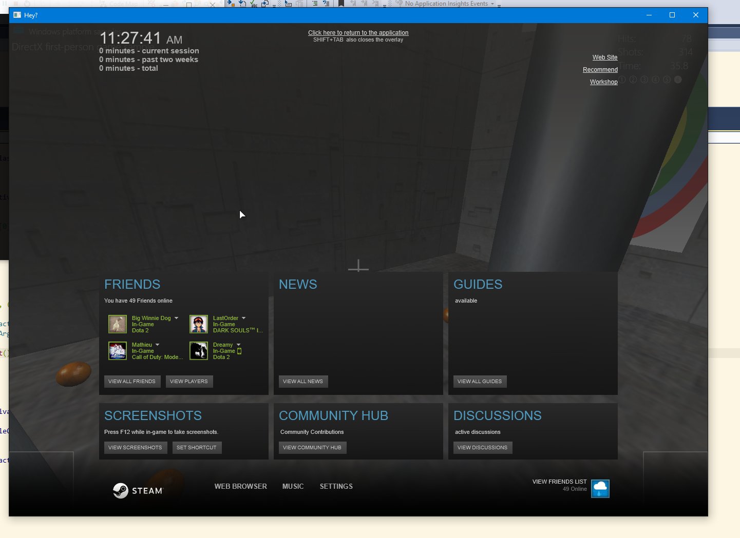 Steam overlay on an example app