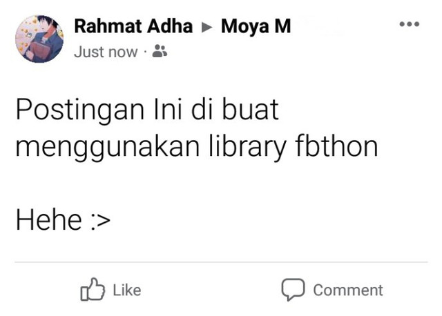 Membuat Postingan (Hanya caption) di akun teman Facebook