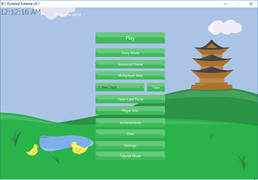 Main Menu page