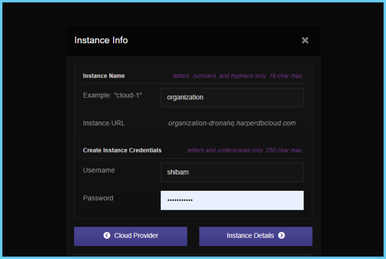 create instance credential