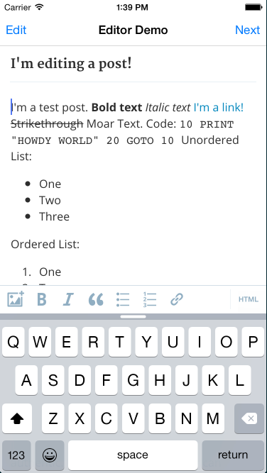 WordPress-iOS-Editor Screenshot