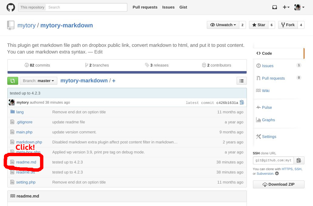 GitHub Usage 1: Create markdown file, and push it to github. So you can see it your github repository. Click it.