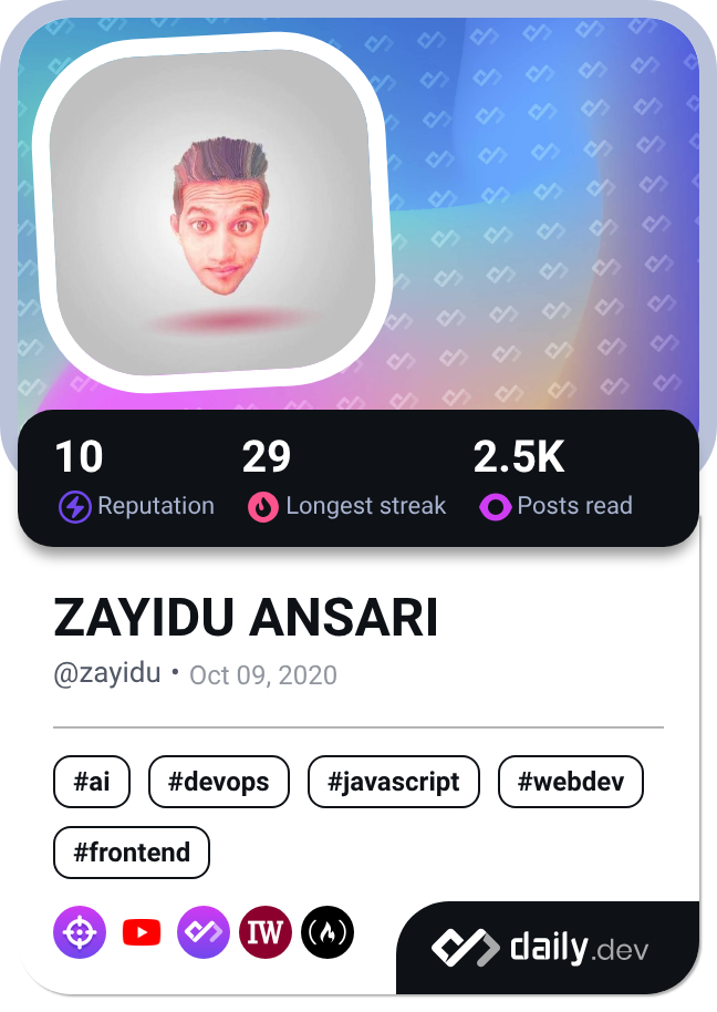 ZAYIDU ANSARI's Dev Card