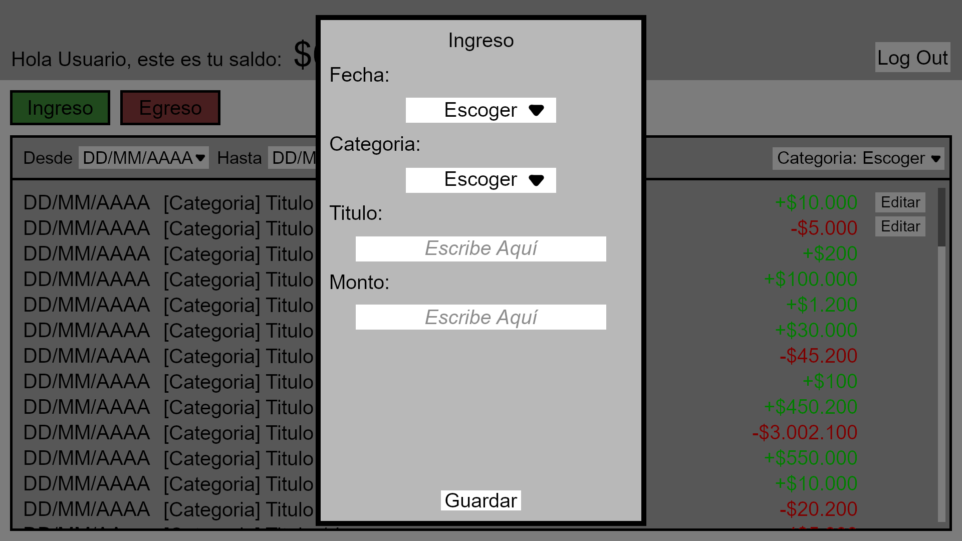 Formulario de Ingreso