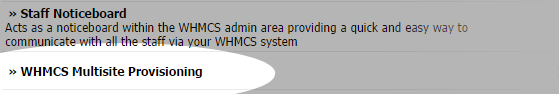 WHMCS - Addons - WHMCS Multisite Provisioning