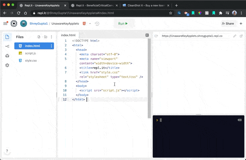 This is how you can set up your file structure in Repl.it 