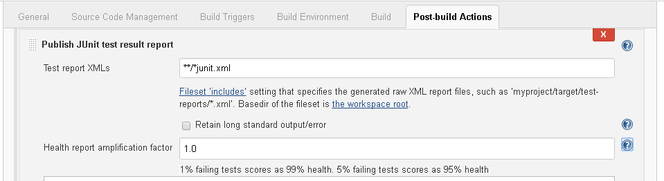 Postbuild JUnit XML