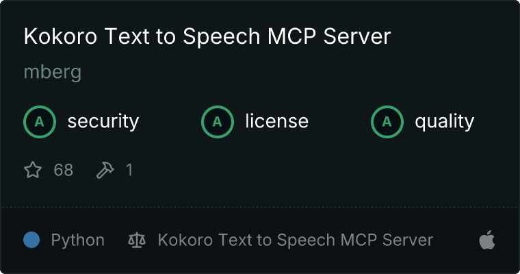 Kokoro Text to Speech Server MCP server