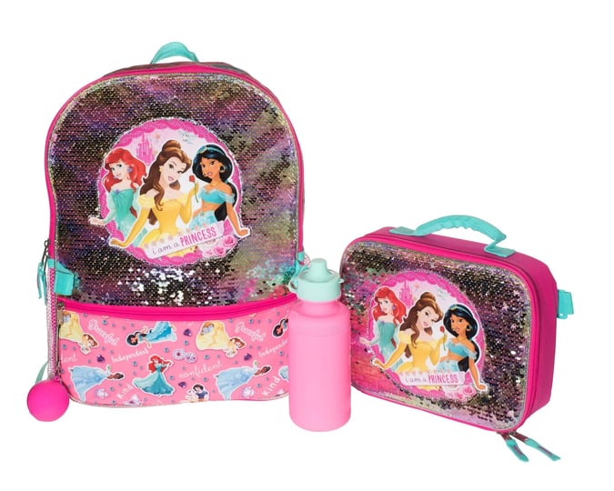 disney-princess-4-piece-backpack-set-flip-sequin-16-school-bag-for-girls-with-front-zip-pocket-pink-1