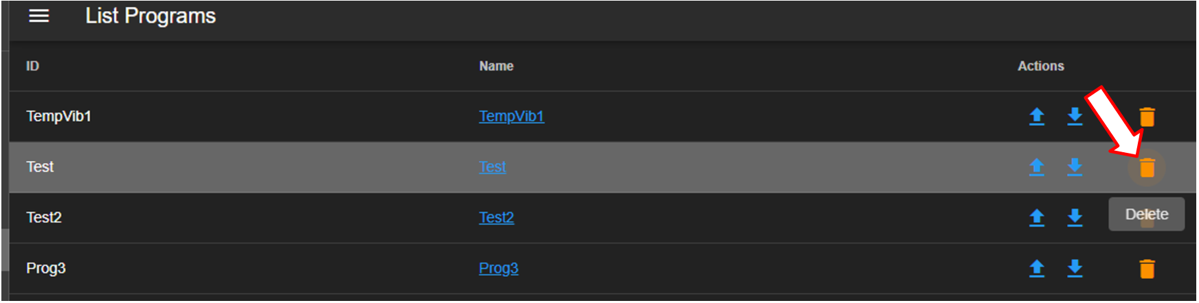 Deleting program from the Name list