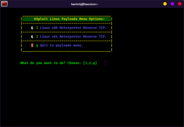 KSploit Linux Payloads Menu