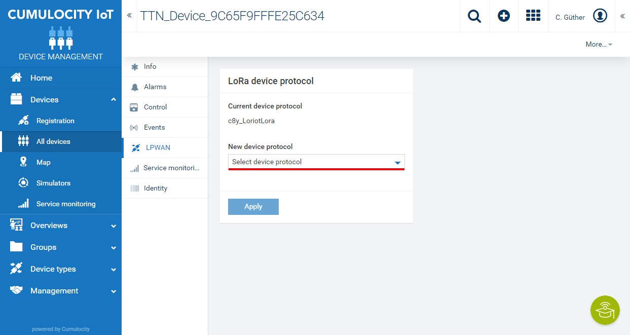 Assign a device protocol for a device