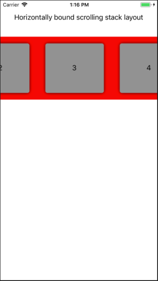 horizontal scrolling stacklayout