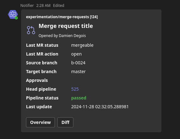 merge request message