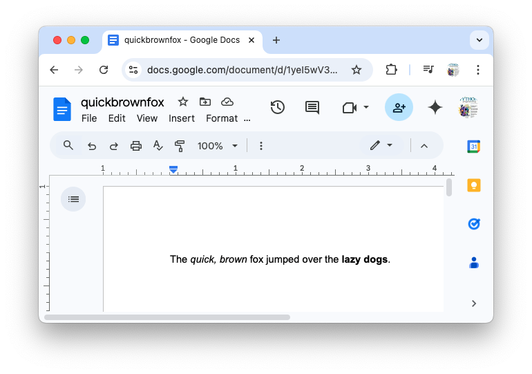 Stylization-Formatted string in Google Docs