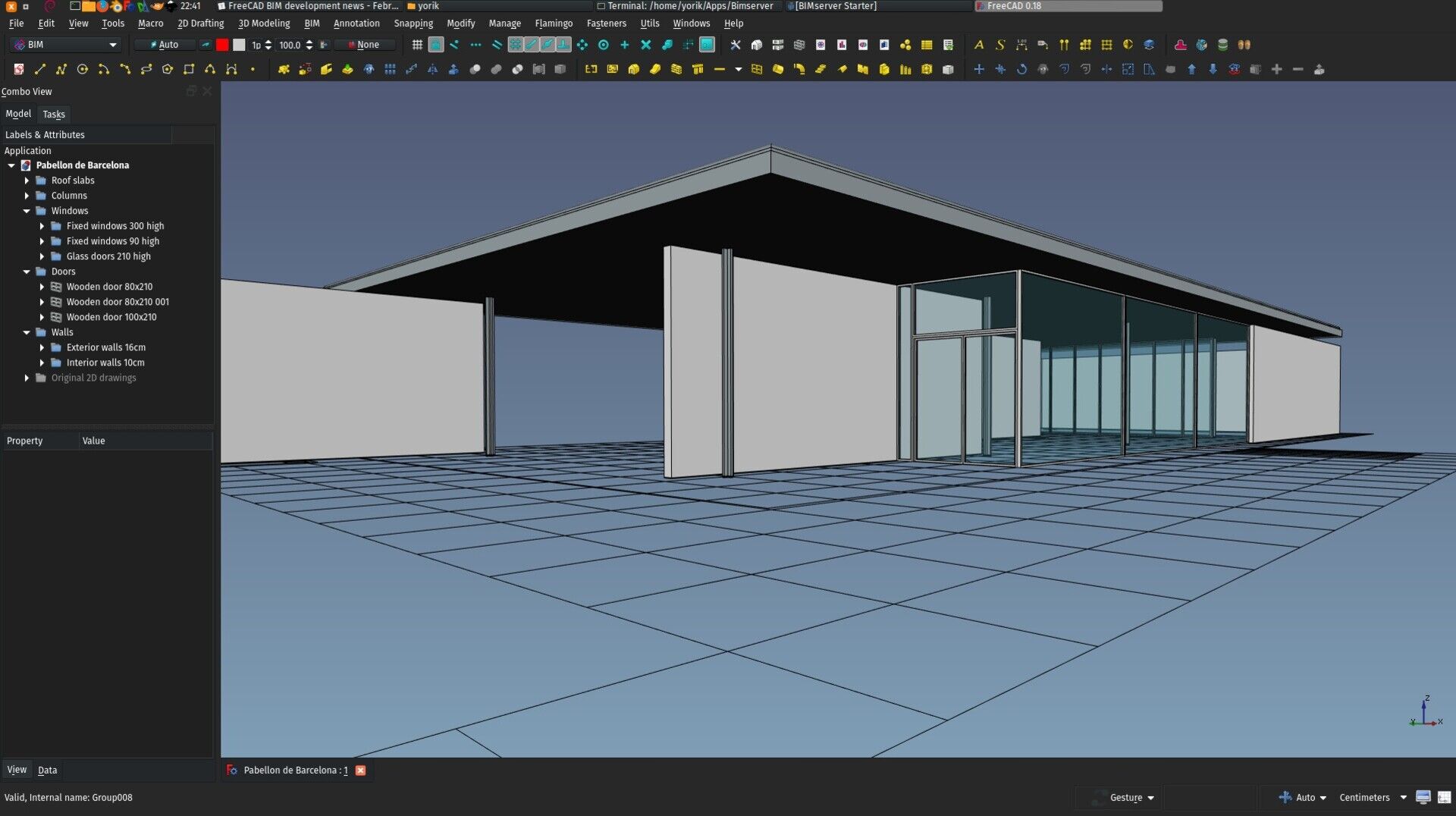 The Barcelona pavillon in FreeCAD