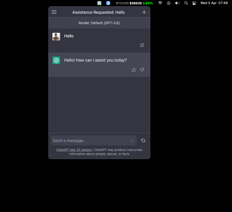 ChatGPT Desktop - Tray App