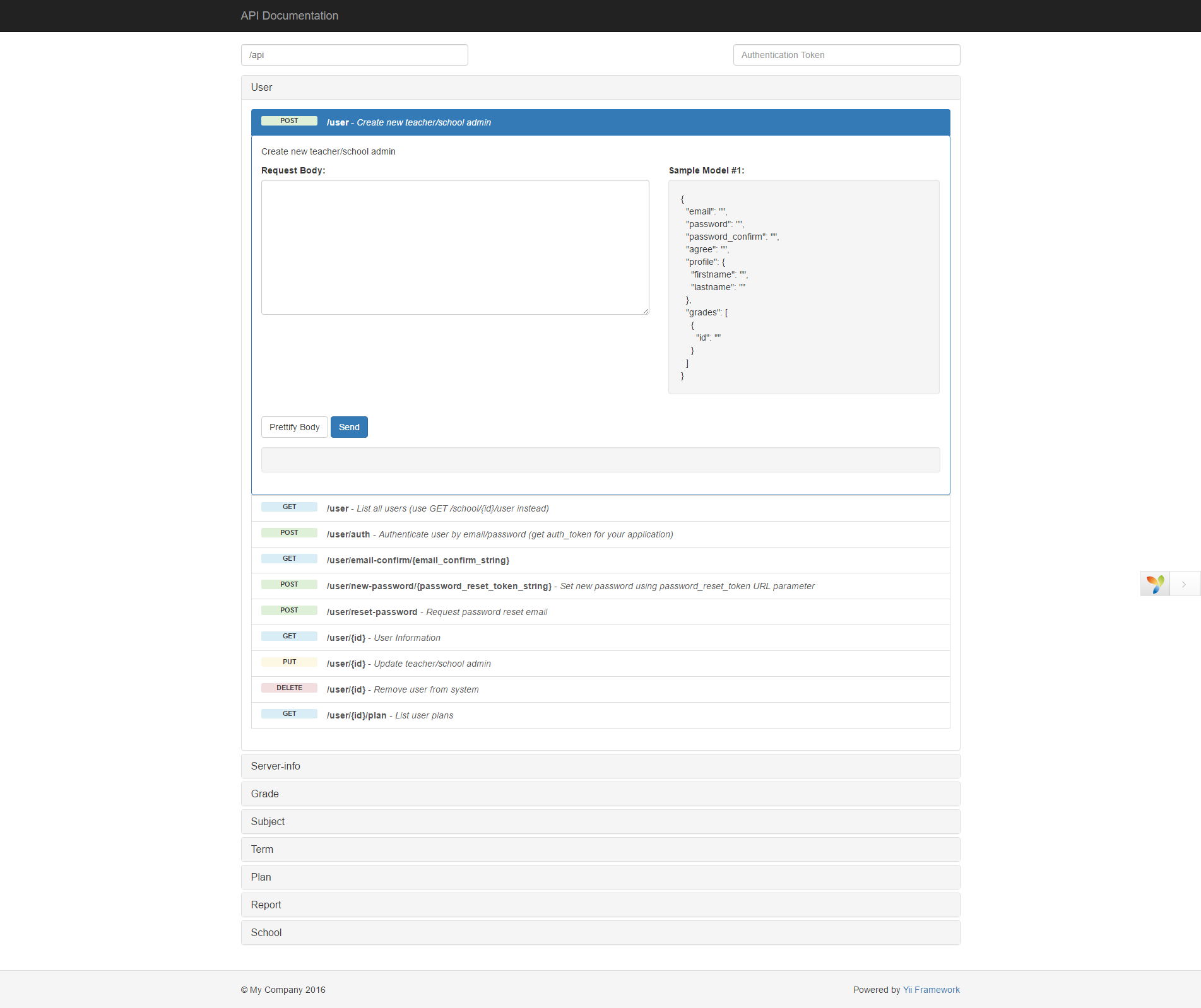 yii2 rest api doc