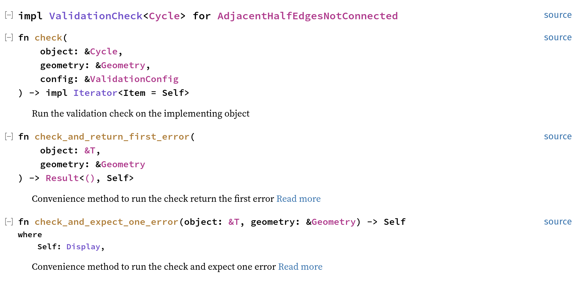 Screenshot from Fornjot's API reference, showing a validation check referenced from an object's documentation