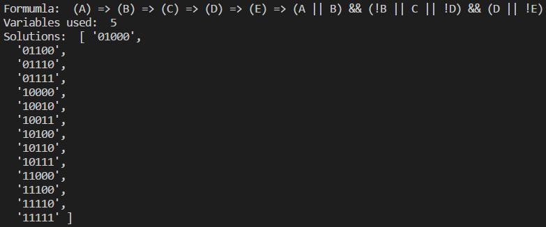 Output of formula 2