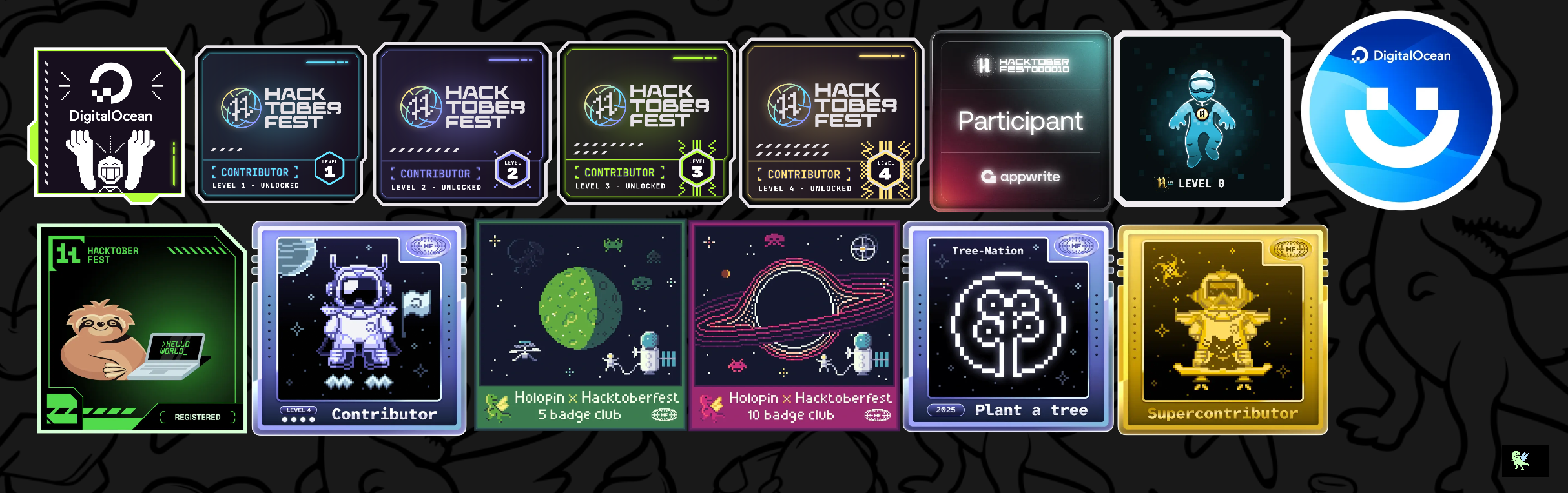 An image of @anamariasilva's Holopin badges, which is a link to view their full Holopin profile